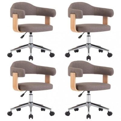 Scaune pivotante masa, 4 buc., gri taupe, lemn curbat &amp;amp; textil foto