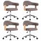 Scaune pivotante masa, 4 buc., gri taupe, lemn curbat &amp; textil