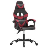 Cumpara ieftin Scaun de gaming pivotant, negru si rosu vin, piele ecologica