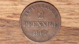 Saxe-Meiningen - moneda de colectie rara - 2 pfennig / pfennige 1867 - superba !, Europa