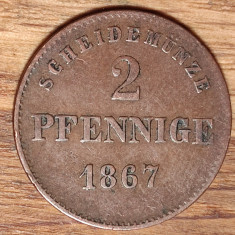 Saxe-Meiningen - moneda de colectie rara - 2 pfennig / pfennige 1867 - superba !