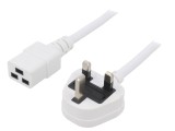 Cablu de Alimentare 5m Alb 13A IEC C19 - BS 1363