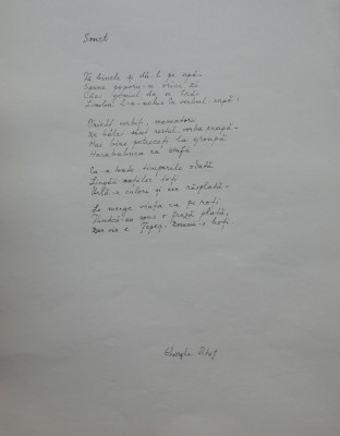 Manuscris de expozitie scris olograf de poetul Gheorghe Pitut, poezia Sonet foto