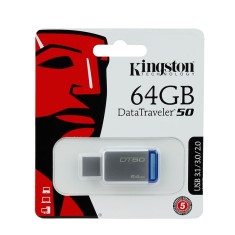 Stick de memorie 64GB, USB 3.1, DT50, metalic, Kingston foto