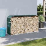 Suport busteni vidaXL verde 180x45x100cm otel galvanizat, depozitare lemne foc, exterior/interior, rezistent si stabil