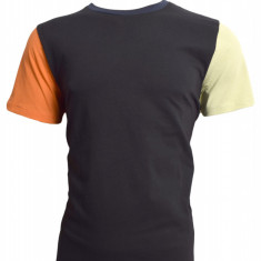 Tricou barbati Jack & Jones, cu maneci colorate, negru, M