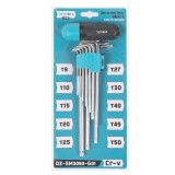 Set 10 chei Torx Detoolz cu maner T, otel Cr-V, T9-T50