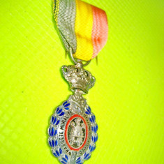 A66- Medalia Muncii Belgia alama emailata si argintata.