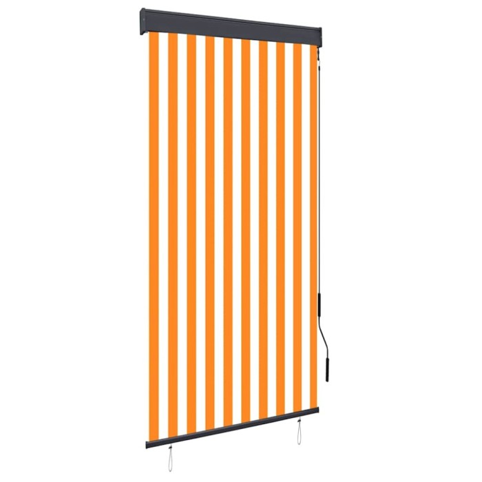 Jaluzea tip rulou de exterior, alb și portocaliu, 100 x 250 cm