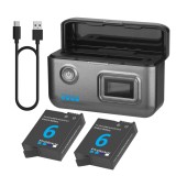 Set 2 acumulatori + incarcator dublu FAST Charge pentru camere actiune DJI Osmo Action 6 / Action 5 Pro / Action 4 / Action 3 / DJI Osmo 360