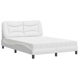 Cumpara ieftin Pat cu saltea, Hvar, alb, 140x200 cm, piele ecologica