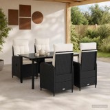 Cumpara ieftin Set de masa pentru gradina 5 buc. Negru si Alb crem