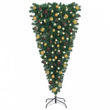 Brad de Crăciun artificial inversat LED-uri &amp; globuri, 210 cm