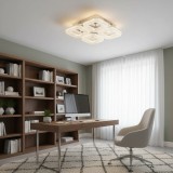 Lustra LED Renato Nobile 54W cu telecomanda, cristal, 4 patrate, alb