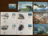 AA - foca - serie 4 timbre MNH, 4 FDC, 4 maxime, fauna wwf