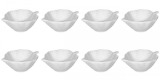 Set boluri, 8 piese, 120 ml, Portelan, Alb fildes