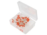 Set LED-uri roșii THT 3mm - 50 buc, cutie plastic, 3-15V