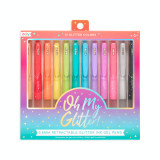 Pixuri retractabile cu gel si sclipici, Oh My Glitter!, set 12 culori, Ooly