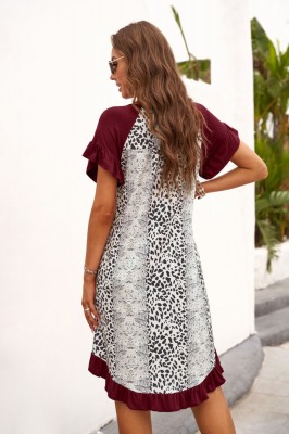 L822-9981 Rochie casual asimetrica cu print leopard foto