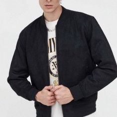 Abercrombie & Fitch geaca bomber barbati, culoarea negru, de tranzitie