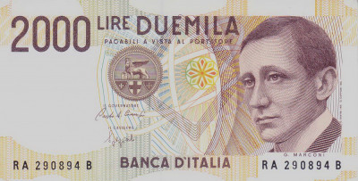 Bancnota Italia 2.000 Lire 1990 - P115 UNC foto