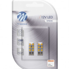 Set 2 Buc Bec Led M-Tech W5W 12V W2,1X9,5D Alb LB083W