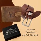 Set cadou pentru barbati, Avangarde Edition, CureaMarco Lucci + Portofel din Piele Naturala