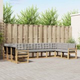 vidaXL Set de canapele de exterior cu pernă 10 pcs Alb și gri deschis 3389909