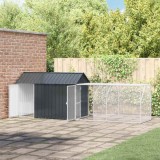 Voliera pentru păsări cu extensie Anthracite 112 x 421 x 141 cm din oțel
