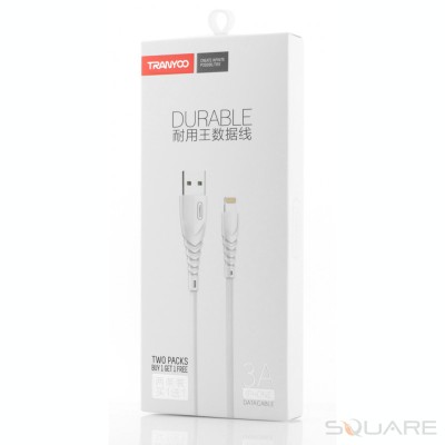 Cabluri Tranyoo, S10, Lightning Cable, 1m, 3A, White foto