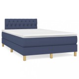 Cumpara ieftin Pat box spring cu saltea, albastru, 120x200 cm, textil