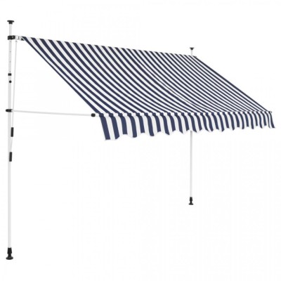 Copertină retractabilă manual, 250 cm, dungi albastru și alb foto
