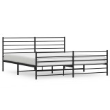 Cumpara ieftin Cadru pat metalic cu tablii de cap/picioare, negru, 183x213 cm