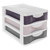Cutie Organizatoare Birou, 3 Sertare, Multicolor, 22x15x19cm, Oem