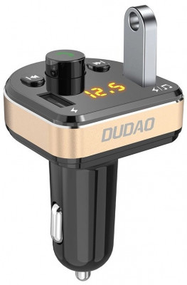 Dudao Modulator FM Bluetooth MP3 3.1 A 2x USB Negru / Gold R2Pro Negru 6970379615744 foto