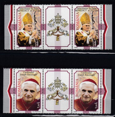 ROMANIA2005 LP1690 LP1690 c NOU PONTIFICAT PAPA BENEDICT SERIE+SERIE VINIETA MNH foto