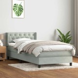vidaXL Pat box spring cu saltea, gri deschis, 80x210 cm, catifea 3318345