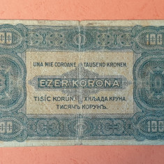 1000 Koroane 1923 UNA MIE Coroane Transilvania Bancnota Imperiu Austroungaria