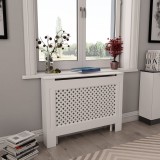 Cumpara ieftin Mască pentru calorifer, MDF, 112x19x81,5 cm, alb, vidaXL
