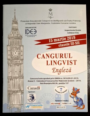 CANGURUL LINGVIST ENGLEZA TESTE CONCURS 15 martie 2019, clasele III-XII *STORY, JOEY (rezolvate cu creion!), WALLABY, GREY KANGAROO (nerezolvate) foto