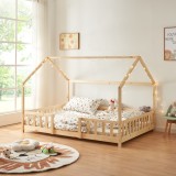 Pat casuta copii Sisimiut 200x140cm lemn natur [en.casa] HausGarden Leisure