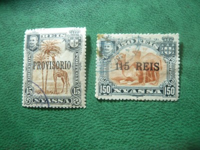 2 Timbre Nyassa colonie portugheza 1903 supratipar Provisorio sau val.noua , sta foto