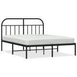 Cumpara ieftin Cadru de pat metalic cu tablie, negru, 140x200 cm
