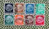 Germania Reich 1932-1934 Seria Uzuală Mareșalul Paul von Hindenburg Lot 8 Timbre Ștampilate - OREF1