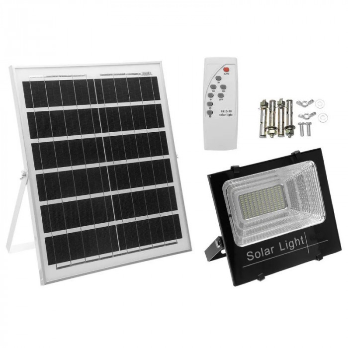 Kit solar, proiector led cu telecomanda si panou solar IP 66, 60w