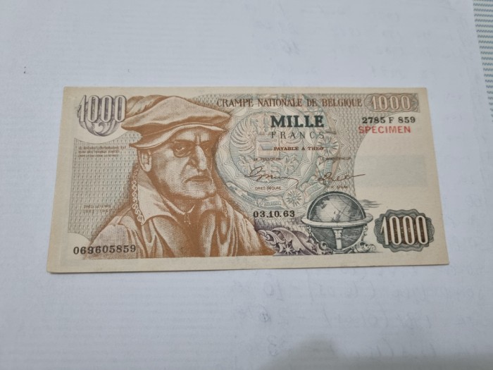 bancnota belgia 1000 fr 1963 specimen