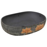 Cumpara ieftin Lavoar de blat, gri si negru, 59x40x14 cm, ceramica, oval