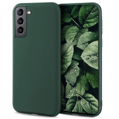 Husa pentru telefon, moozy, pentru samsung galaxy s21, verde inchis, silicon foto