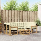 vidaXL Set Canapele Exterior 7 Piese Lemn Acacia Textilene Alb Crem Confortabil Rezistent Usor de Curatat