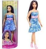 Papusa Barbie Fashionistas Originala Mattel Jucarie pentru Fete cu Rochie Denim Floral